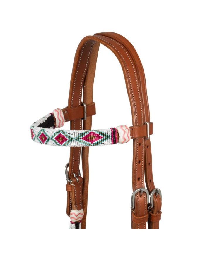BEADED BOSAL BRIDLE WITH COTTON MECATE REINS