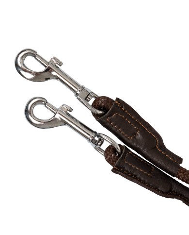 ITALIAN LEATHER AND ROUND NYLON THIEDEMANN REINS