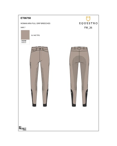 PANTALONI EQUESTRO DONNA MODELLO ARIA FULL GRIP