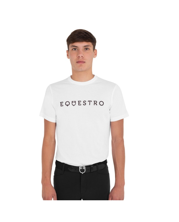 MEN S FLOCKED WRITING COTTON T-SHIRT