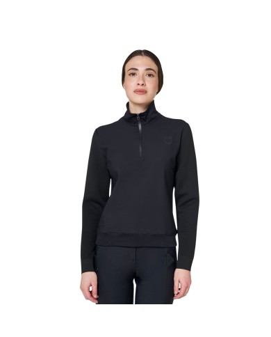 WOMEN S NYLON+KNIT SEAMLESS HIGH NECK SWEATER W/HALF ZIP