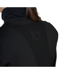 WOMEN S NYLON+KNIT SEAMLESS HIGH NECK SWEATER W/HALF ZIP