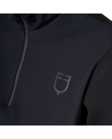 WOMEN S NYLON+KNIT SEAMLESS HIGH NECK SWEATER W/HALF ZIP