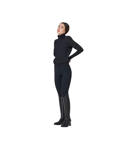 WOMEN S NYLON+KNIT SEAMLESS HIGH NECK SWEATER W/HALF ZIP