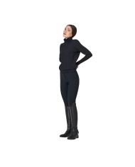 WOMEN S NYLON+KNIT SEAMLESS HIGH NECK SWEATER W/HALF ZIP
