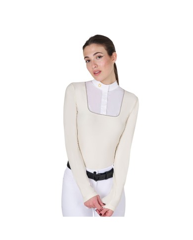 WOMEN S COMPETITION POLO SHIRT LS BUTTONS JERSEY