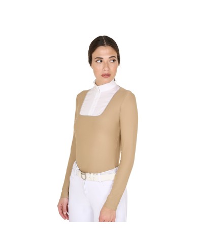 WOMEN S COMPETITION POLO SHIRT LS BUTTONS JERSEY