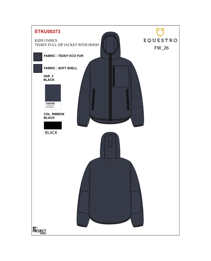 KIDS PATCH POCKET TEDDY FULL ZIP JACKET W/HOOD