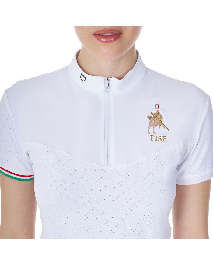 WOMEN S COMPETITION POLO SS FLAG ZIP EQUESTROxFISE
