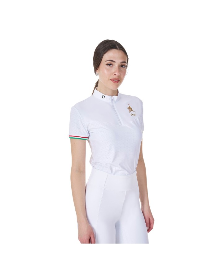 WOMEN S COMPETITION POLO SS FLAG ZIP EQUESTROxFISE