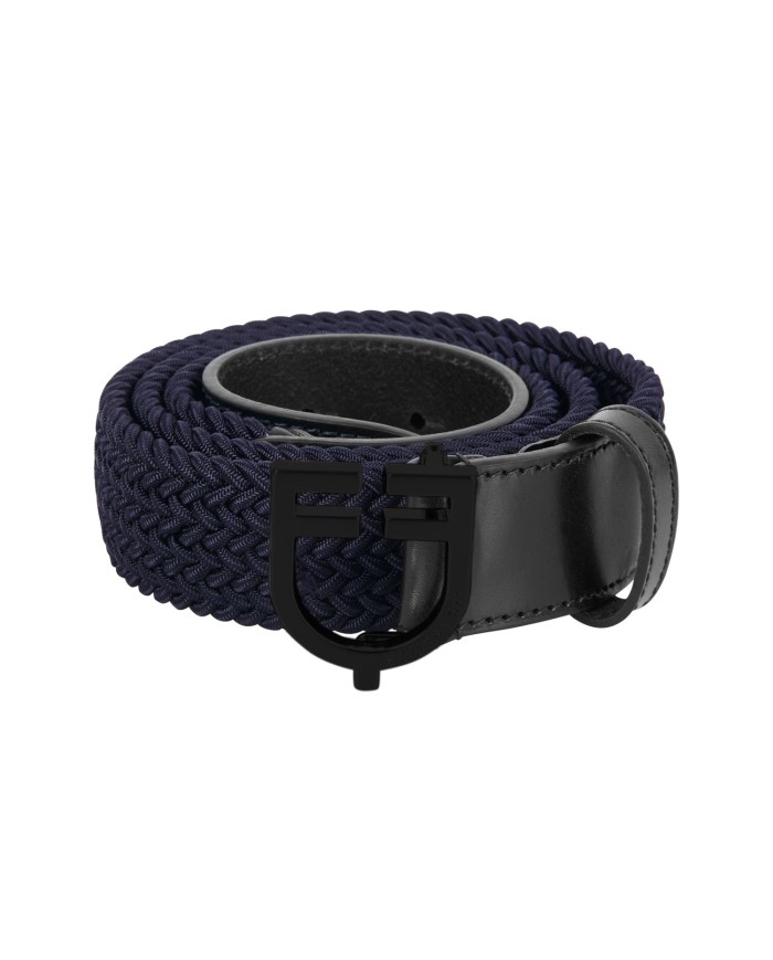 ELASTIC BELT WITH BLACK LOGOED BUCKLE
