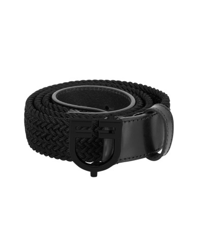 ELASTIC BELT WITH BLACK LOGOED BUCKLE
