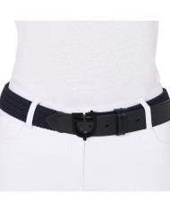 ELASTIC BELT WITH BLACK LOGOED BUCKLE
