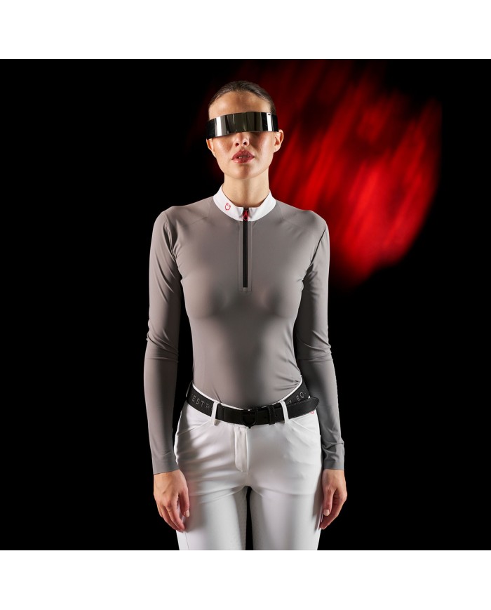 WOMEN S COMPETITION RIDERTECHNOLOGY LS POLO SHIRT WITH ZIP