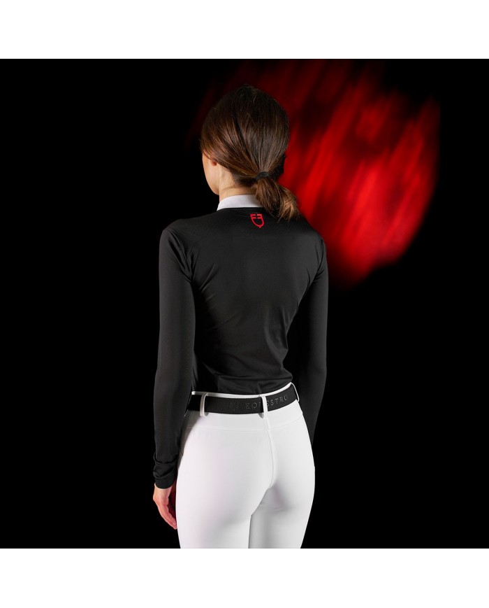 WOMEN S COMPETITION RIDERTECHNOLOGY LS POLO SHIRT WITH ZIP