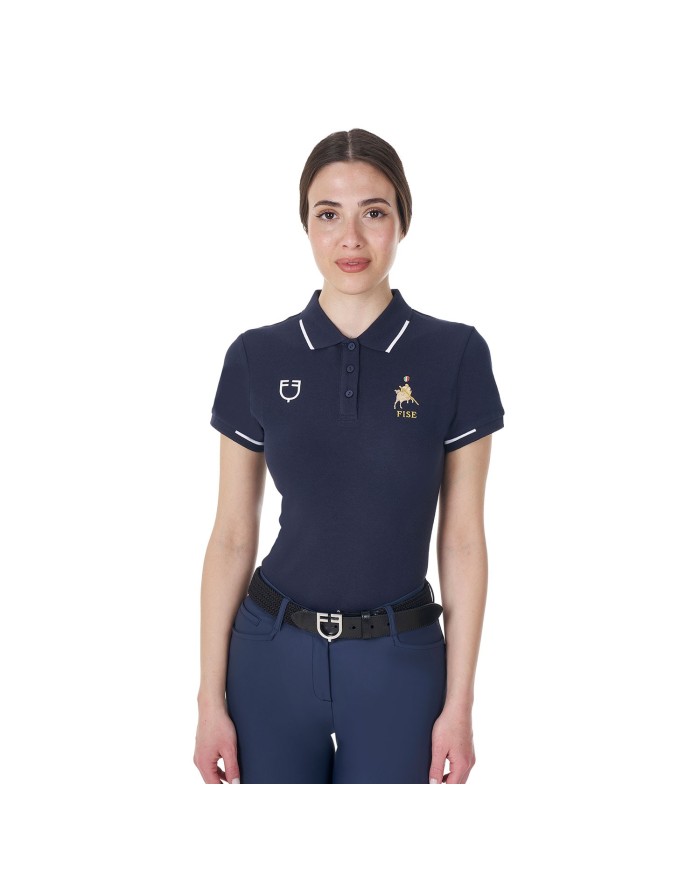 WOMEN S COTTON PIQUET POLO SHIRT SS BUTTONS EQUESTROxFISE