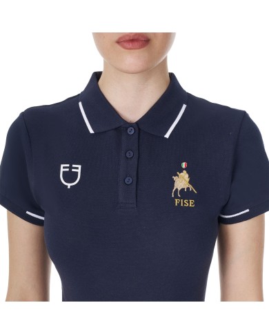 WOMEN S COTTON PIQUET POLO SHIRT SS BUTTONS EQUESTROxFISE