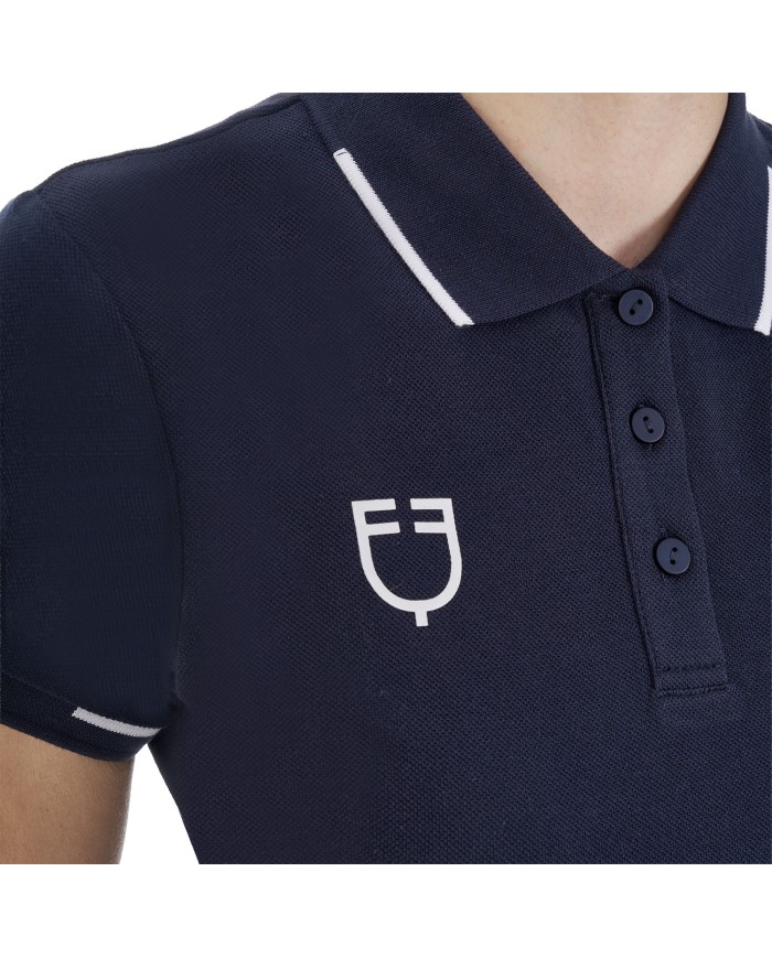 WOMEN S COTTON PIQUET POLO SHIRT SS BUTTONS EQUESTROxFISE