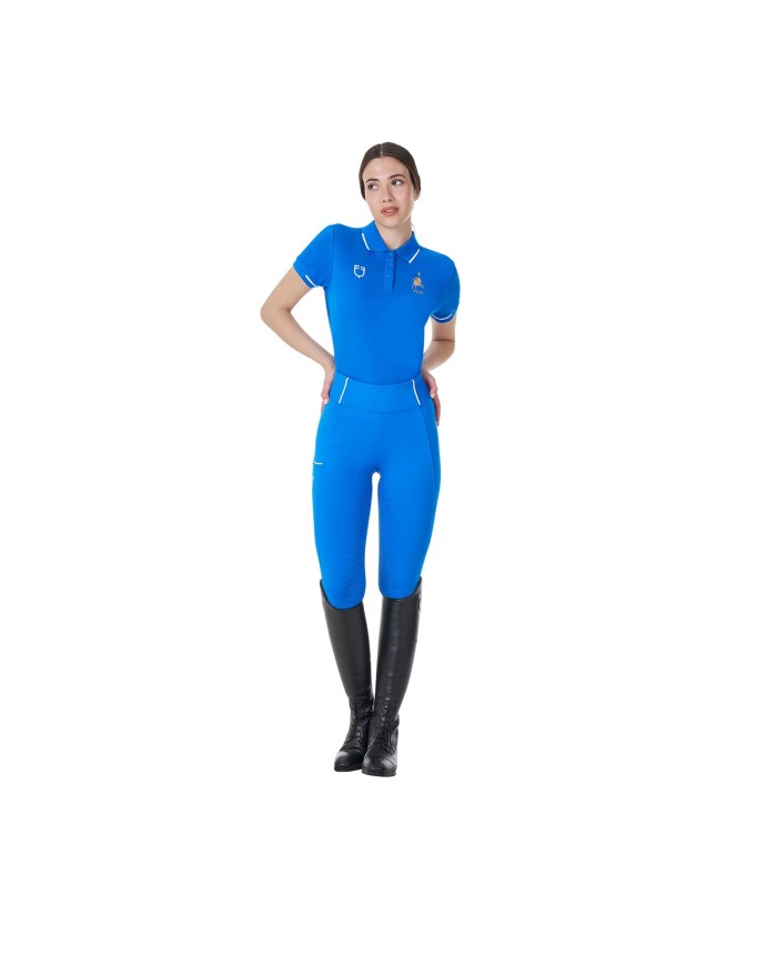 WOMEN S COTTON PIQUET POLO SHIRT SS BUTTONS EQUESTROxFISE