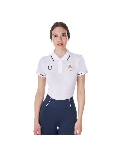 WOMEN S COTTON PIQUET POLO SHIRT SS BUTTONS EQUESTROxFISE