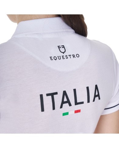 WOMEN S COTTON PIQUET POLO SHIRT SS BUTTONS EQUESTROxFISE