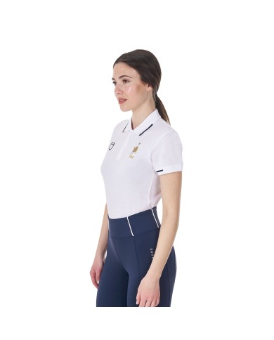 WOMEN S COTTON PIQUET POLO SHIRT SS BUTTONS EQUESTROxFISE
