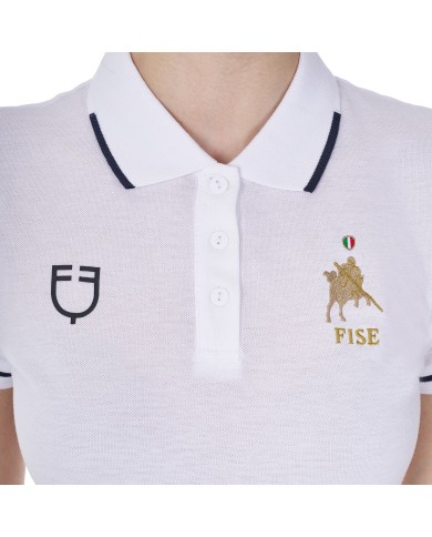 WOMEN S COTTON PIQUET POLO SHIRT SS BUTTONS EQUESTROxFISE
