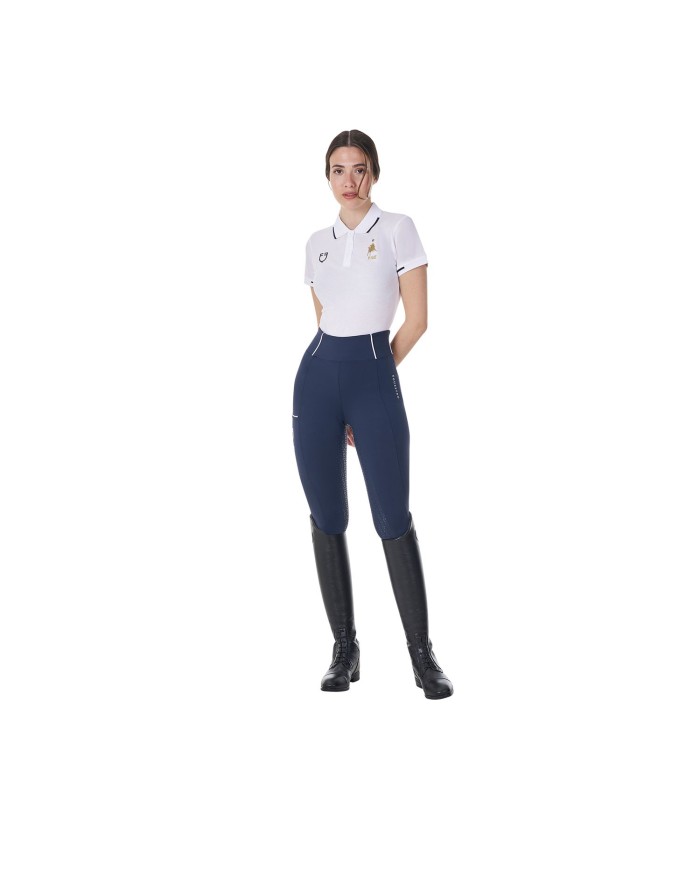 WOMEN S COTTON PIQUET POLO SHIRT SS BUTTONS EQUESTROxFISE