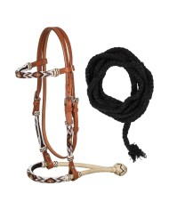 BRIDLE BOSAL WITH BEADED SOUTHWEST DECORATIONS AND COTTON MECATE REINS