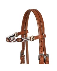 BRIDLE BOSAL WITH BEADED SOUTHWEST DECORATIONS AND COTTON MECATE REINS
