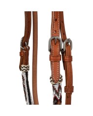 BRIDLE BOSAL WITH BEADED SOUTHWEST DECORATIONS AND COTTON MECATE REINS