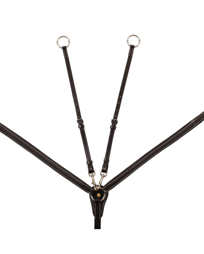 LEATHER BREASTPLATE WITH ELASTIC INSERTS & REMOVABLE MARTINGALE