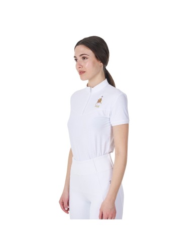 WOMEN S COMPETITION POLO SS FLAG ZIP EQUESTROxFISE
