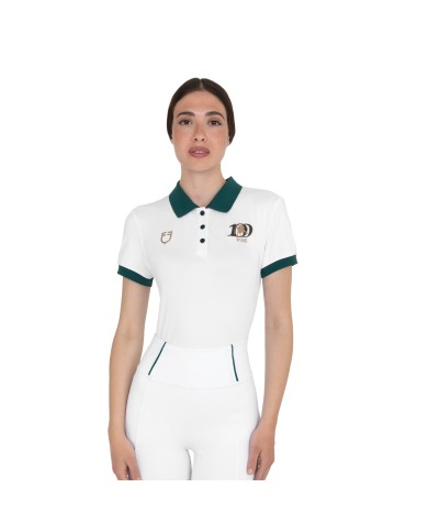WOMEN S COTTON PIQUET POLO SHIRT SS BUTTONS EQUESTROxFISE CENTENARY
