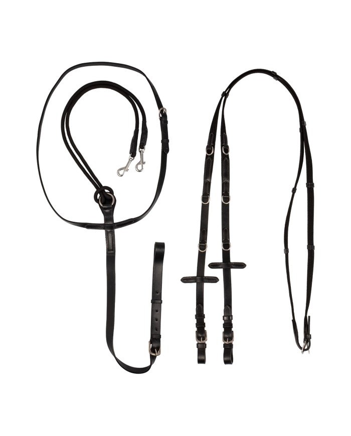 ITALIAN LEATHER AND ROUND NYLON THIEDEMANN REINS