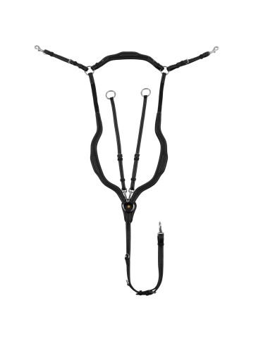SOFT LEATHER SHAPED FANCY STITCHED BREASTPLATE WITH REMOVABLE MARTINGALE
