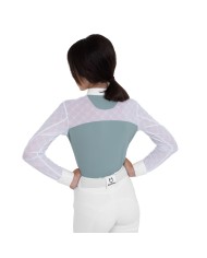 GIRL S ELEGANT MONOGRAM COMPETITITION POLO SHIRT LS BUTTONS
