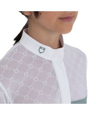 GIRL S ELEGANT MONOGRAM COMPETITITION POLO SHIRT LS BUTTONS