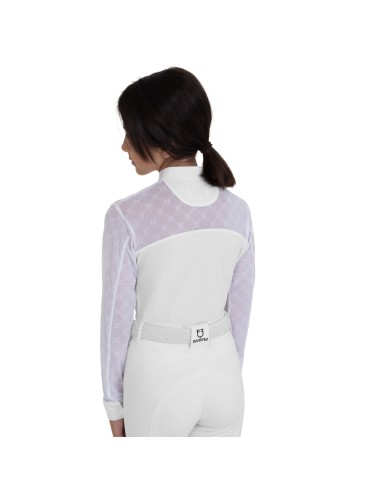 GIRL S ELEGANT MONOGRAM COMPETITITION POLO SHIRT LS BUTTONS