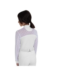 GIRL S ELEGANT MONOGRAM COMPETITITION POLO SHIRT LS BUTTONS