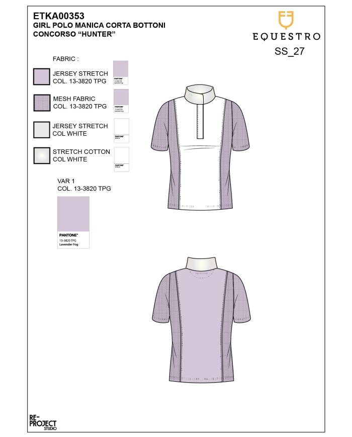 GIRL S HUNTER COMPETITITION POLO SHIRT SS BUTTONS