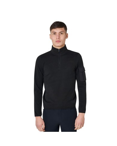 MEN S FLEECE PATCH POCKET HIGH NECK SWEATER W/HALF ZIP