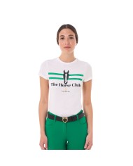 WOMEN S STRIPE EQUESTRO HORSE CLUB COTTON T-SHIRT