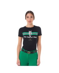 WOMEN S STRIPE EQUESTRO HORSE CLUB COTTON T-SHIRT