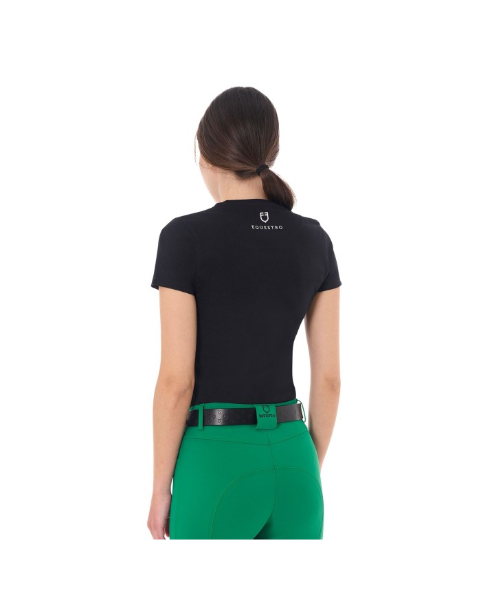 WOMEN S STRIPE EQUESTRO HORSE CLUB COTTON T-SHIRT