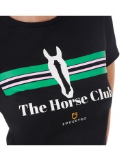 WOMEN S STRIPE EQUESTRO HORSE CLUB COTTON T-SHIRT