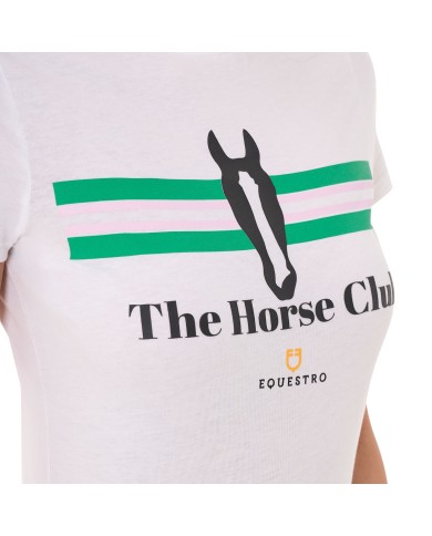 WOMEN S STRIPE EQUESTRO HORSE CLUB COTTON T-SHIRT
