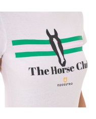 WOMEN S STRIPE EQUESTRO HORSE CLUB COTTON T-SHIRT