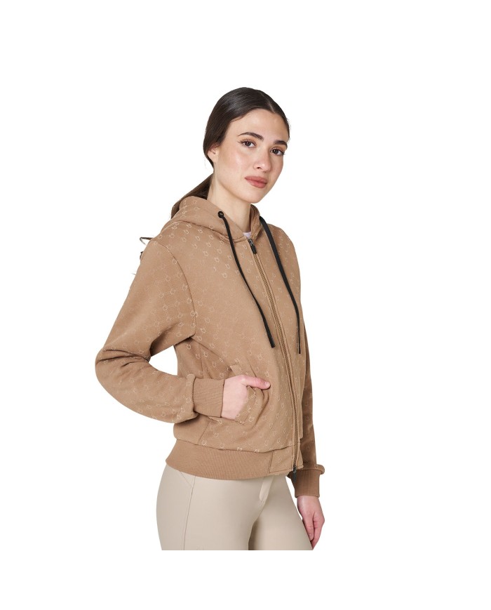 WOMEN S COTTON FLEECE MONOGRAM FULL ZIP HOODIE