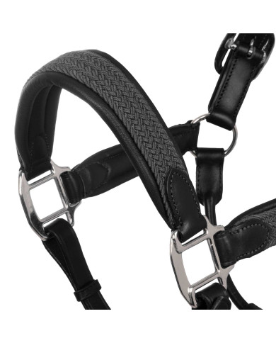 Cavezza in Cuoio Con Inserti in Nylon Intrecciato Cavezza in Cuoio Con Inserti in Nylon Intrecciato